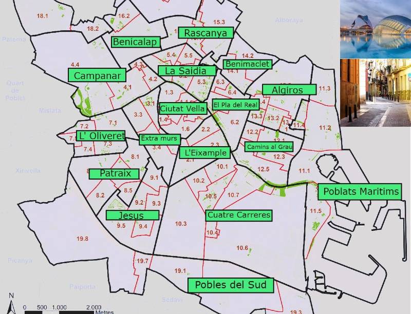 Mapa valencia barrios españa